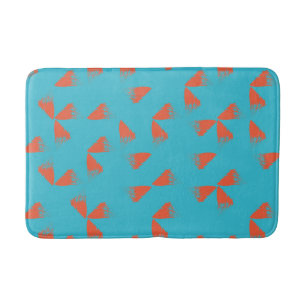Blue, orange, vibrant, trendy geometric pattern bath mat