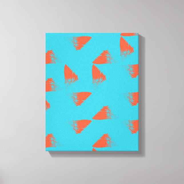 Blue, orange, vibrant, trendy geometric pattern canvas print (Front)