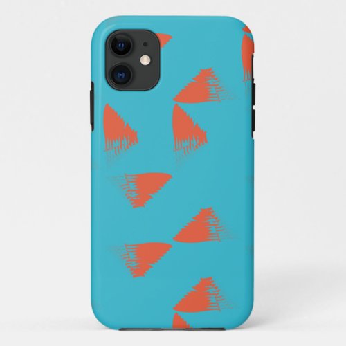 Blue orange vibrant trendy geometric pattern iPhone 11 case