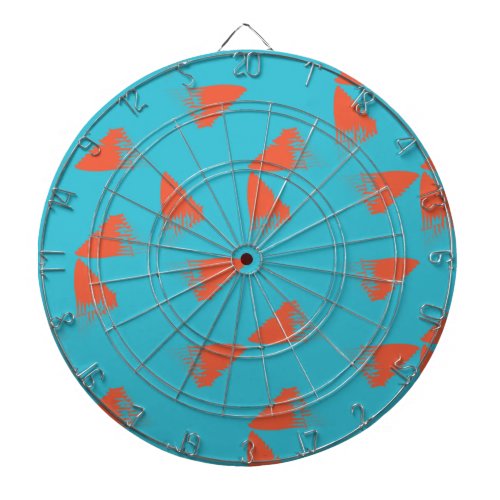 Blue orange vibrant trendy geometric pattern dart board