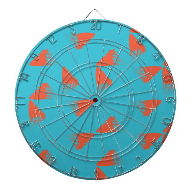 Blue, orange, vibrant, trendy geometric pattern dart board (Front)