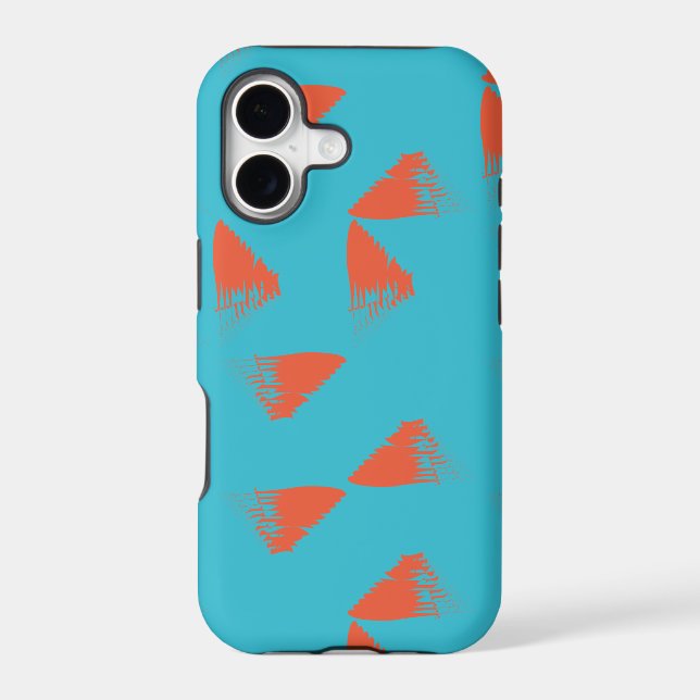 Blue, orange, vibrant, trendy geometric pattern iphone case (Back)
