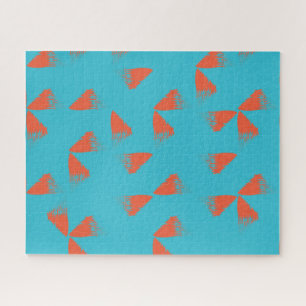 Blue, orange, vibrant, trendy geometric pattern jigsaw puzzle