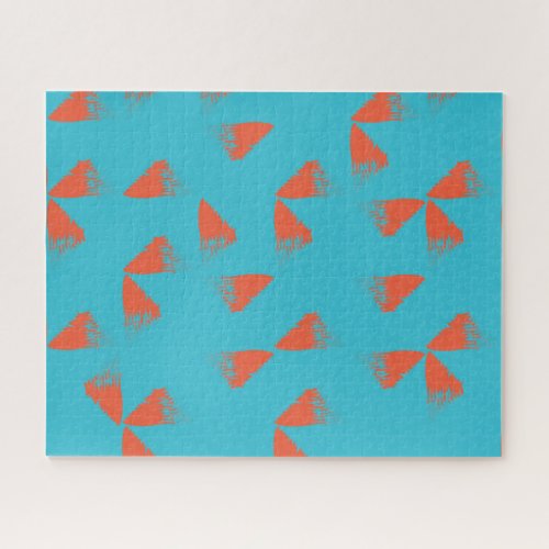 Blue orange vibrant trendy geometric pattern jigsaw puzzle