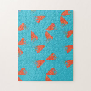 Blue, orange, vibrant, trendy geometric pattern jigsaw puzzle