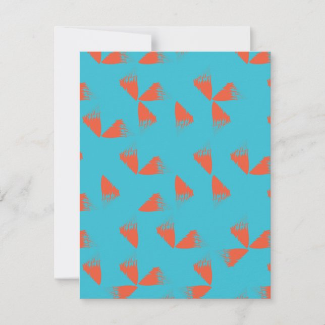 Blue, orange, vibrant, trendy geometric pattern note card (Front)