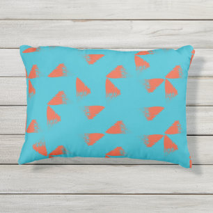 Blue, orange, vibrant, trendy geometric pattern outdoor pillow