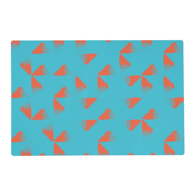 Blue, orange, vibrant, trendy geometric pattern placemat (Back)
