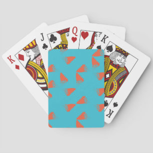 Blue, orange, vibrant, trendy geometric pattern poker cards
