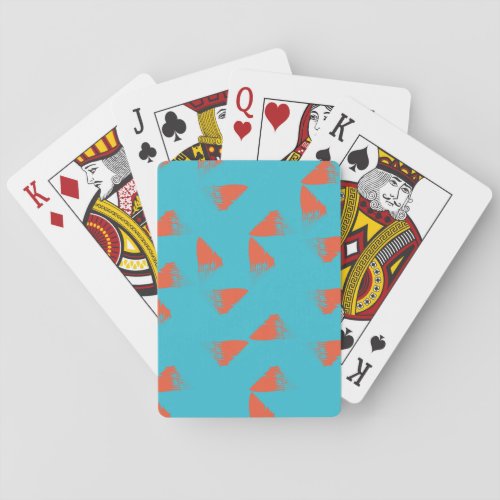 Blue orange vibrant trendy geometric pattern poker cards