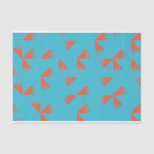Blue, orange, vibrant, trendy geometric pattern tissue paper (Front)