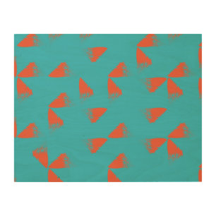 Blue, orange, vibrant, trendy geometric pattern wood wall art