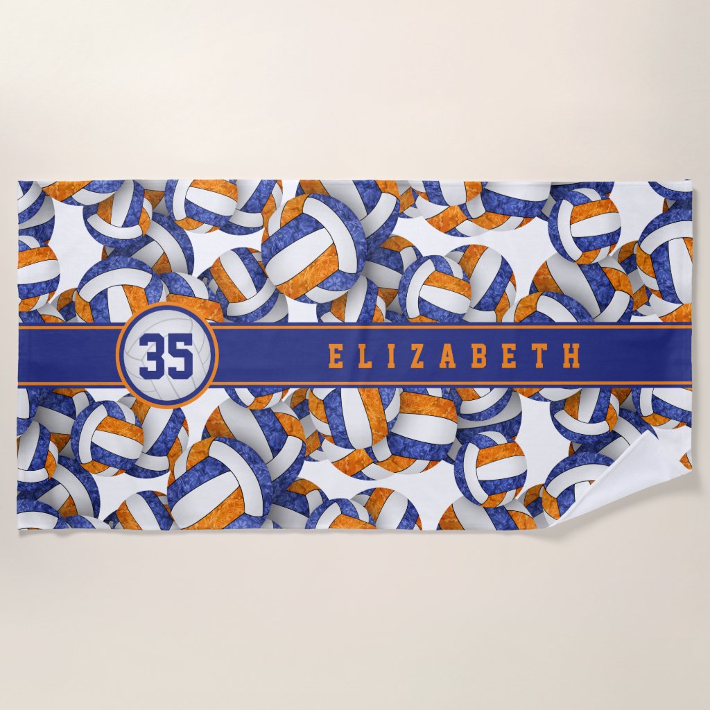 blue orange volleyball sports team colors gifts beach towel