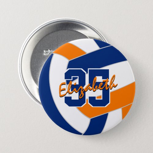 blue orange volleyball team colors button