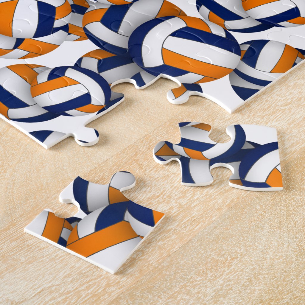 blue orange volleyball team colors girls boys name jigsaw puzzle