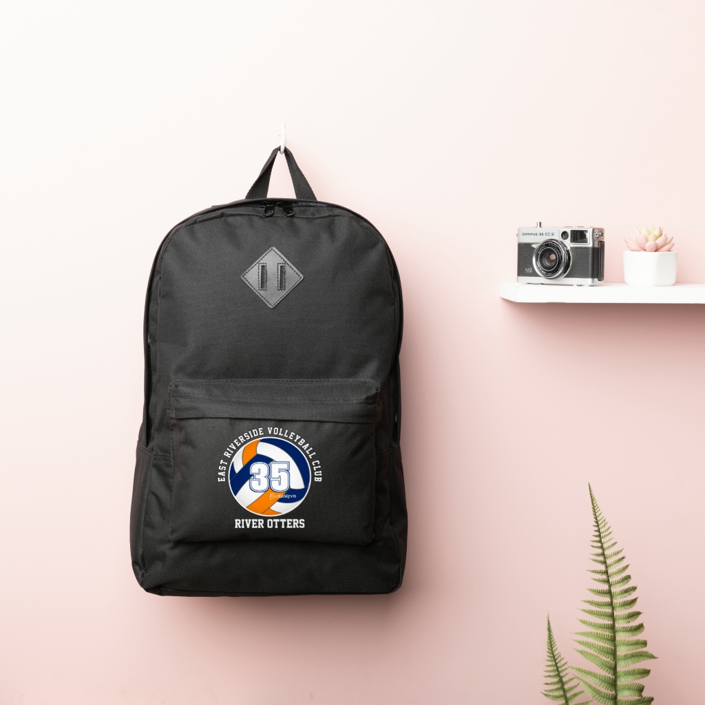 blue orange volleyball team colors kids name backpack