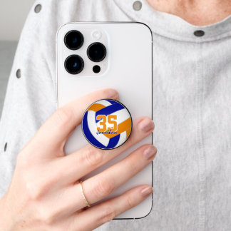 blue orange volleyball team colors kids teens PopSocket