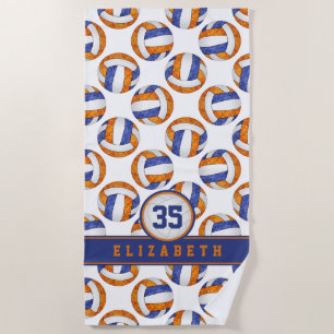 blue orange volleyball team colors sporty girls beach towel