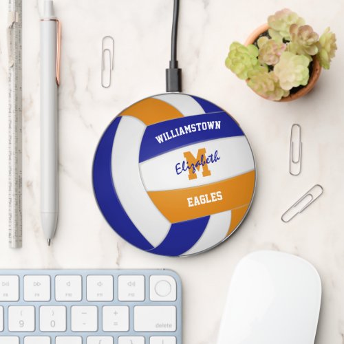 blue orange volleyball team name wireless charger 