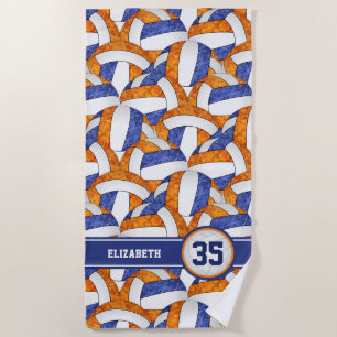 blue orange volleyballs pattern team colors girls beach towel