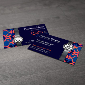 Blue + Orange w/ Logo Business Cards