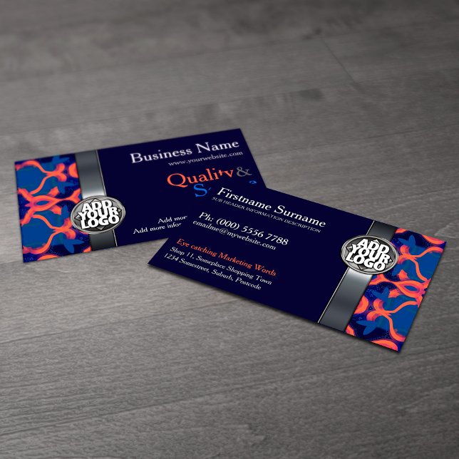 Blue + Orange  w/ Logo Business Cards (Creator Uploaded)