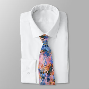 Blue & Orange Water Abstraction Neck Tie