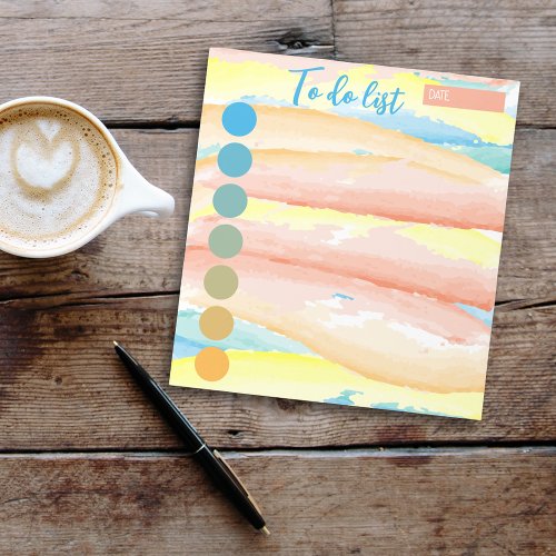 Blue Orange Watercolor Brush Strokes To Do List Notepad
