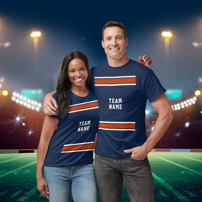 Blue Orange White Sports Jersey Team Name Unisex T-Shirt (Blue Orange White Sports Jersey Team Name Unisex T-Shirt)