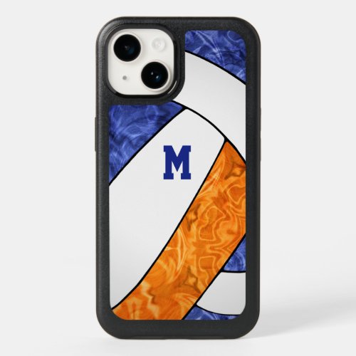 blue orange white team colors girls volleyball OtterBox iPhone 14 case