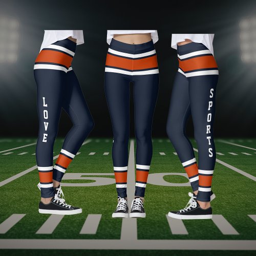 Blue Orange White Team Jersey Colors Love Sports Leggings