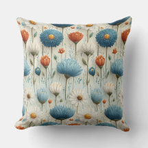 Blue Orange Wildflower Floral