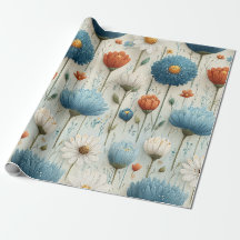 Blue Orange Wildflower Floral