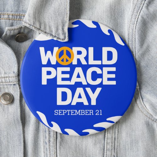 Blue Orange World Peace Day Peace Sign Button
