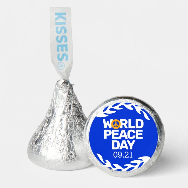 Blue Orange World Peace Day Peace Sign Hershey®'s Kisses® (Front)