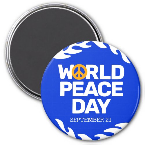 Blue Orange World Peace Day Peace Sign Magnet