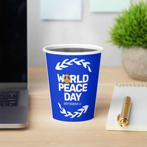 Blue Orange World Peace Day Peace Sign Paper Cups