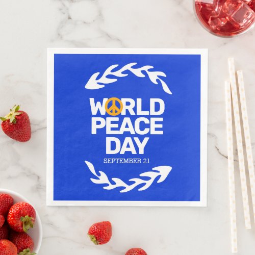 Blue Orange World Peace Day Peace Sign Paper Dinner Napkins