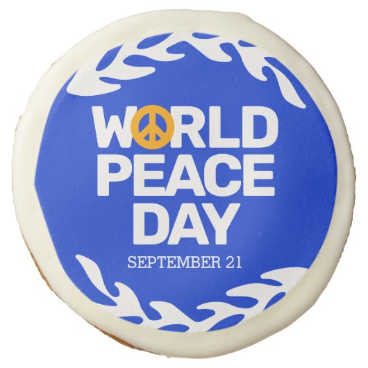 Blue Orange World Peace Day Peace Sign Sugar Cookie (Front)