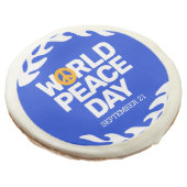 Blue Orange World Peace Day Peace Sign Sugar Cookie (Angled)