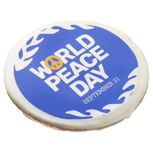 Blue Orange World Peace Day Peace Sign Sugar Cookie