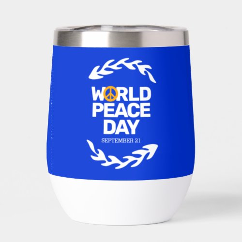 Blue Orange World Peace Day Peace Sign Thermal Wine Tumbler