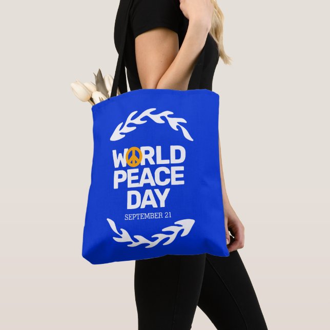 Blue Orange World Peace Day Peace Sign Tote Bag (Close Up)