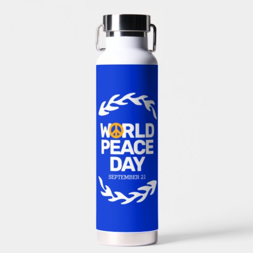 Blue Orange World Peace Day Peace Sign Water Bottle