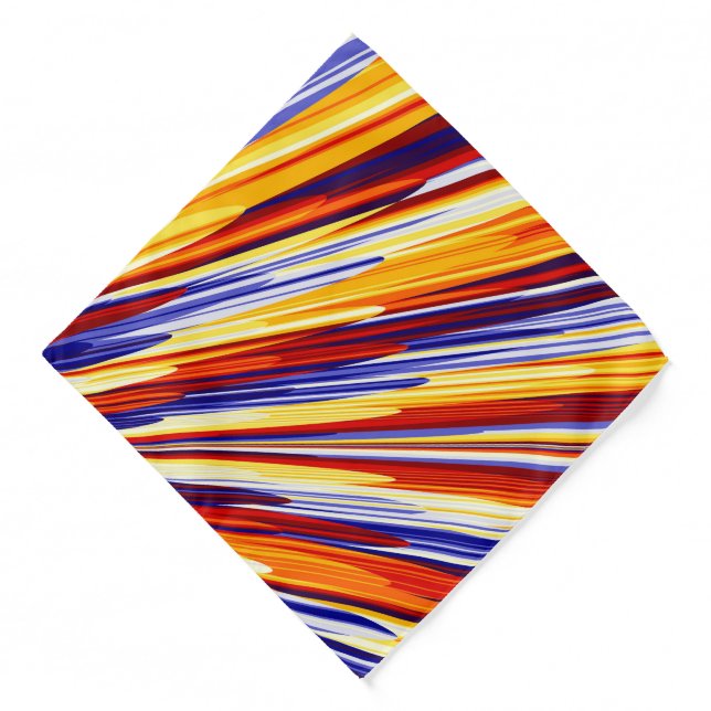 Blue Orange Yellow Abstract Geometric Feathers Bandana (Front)