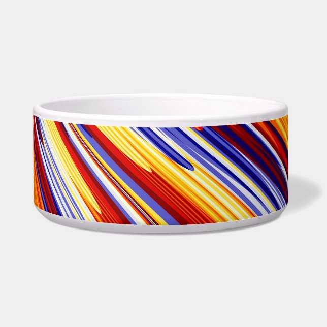 Blue Orange Yellow Abstract Geometric Feathers Bowl (Front)