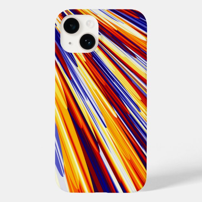 Blue Orange Yellow Abstract Geometric Feathers Case-Mate iPhone Case (Back)