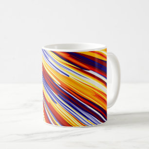 Blue Orange Yellow Abstract Geometric Feathers Coffee Mug