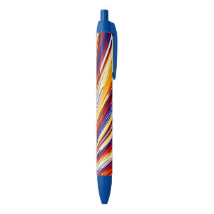 Blue Orange Yellow Abstract Geometric Feathers Pen