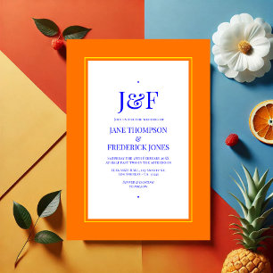 Blue, Orange, Yellow and Red Wedding Invitation